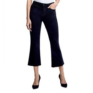 Black L’Agence cropped flared jeans with raw edge size 31